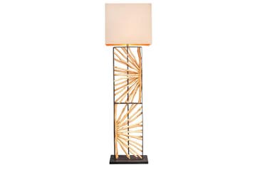 Vloerlamp EUPHORIA 165 cm lampenkap beige longanhout naturel, Ophalen of Verzenden, Nieuw