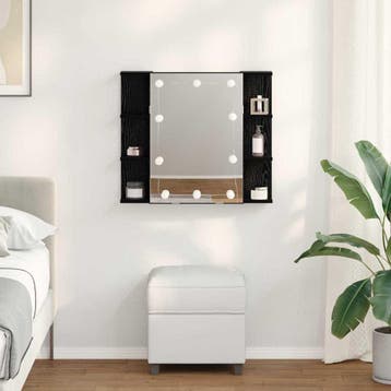 vidaXL Spiegelkast Zwart Eiken 70 x 16,5 x 60 cm Bewerkt, Huis en Inrichting, Verzenden, Nieuw