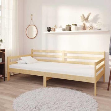 vidaXL Slaapbank met matras massief grenenhout 90x200 cm, 90 cm, Eenpersoons, Verzenden, Wit