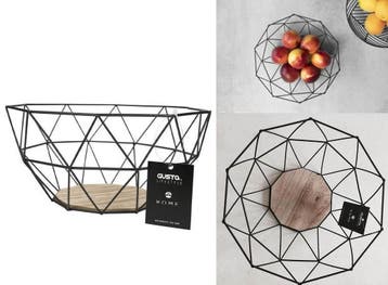 Gusta Fruitmand - Metaal - Hout - 26x25x12 cm, Verzenden, Nieuw