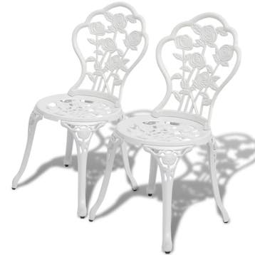vidaXL Bistrostoelen 2 st gietaluminium wit, Verzenden, Nieuw, Metaal