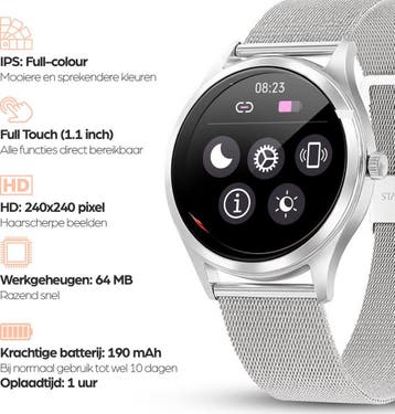 Actyve Smartwatch Dames Zilver - Geschikt voor elke laptop, Ophalen of Verzenden, Nieuw, Actyve