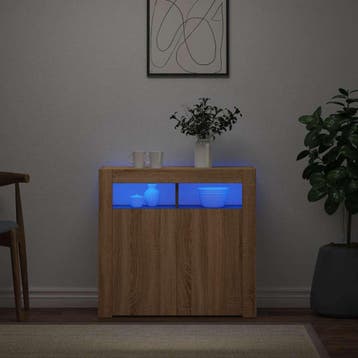 vidaXL Dressoir met LED-verlichting 80x35x75 cm sonoma, Verzenden, Nieuw, 50 tot 100 cm, 25 tot 50 cm
