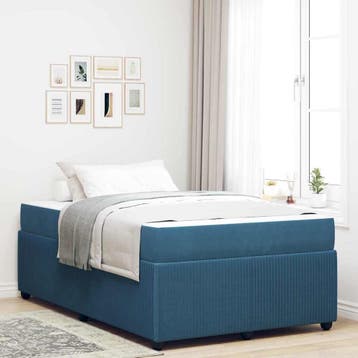 vidaXL Bedframe met matras Blauw 120 x 200 cm Stof, Huis en Inrichting, Slaapkamer | Bedden, Verzenden, Nieuw, Blauw, Stof