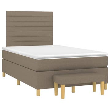 vidaXL Boxspring met matras stof taupe 120x190 cm, Verzenden, Nieuw, 190 cm of minder, Twijfelaar