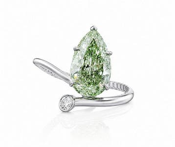 Ring - 14 karaat Witgoud - 2.30ct. tw. Groen Diamant (Fancy, Nieuw
