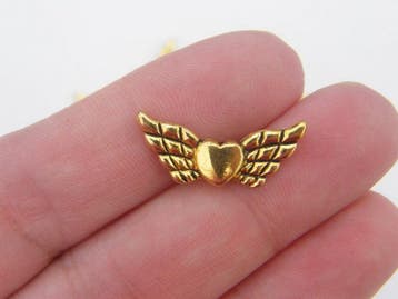 10 x Metalen Engelen kraal 9 x 22 x 3mm gat: 1mm goudkleur, Ophalen of Verzenden, Nieuw, Kraal