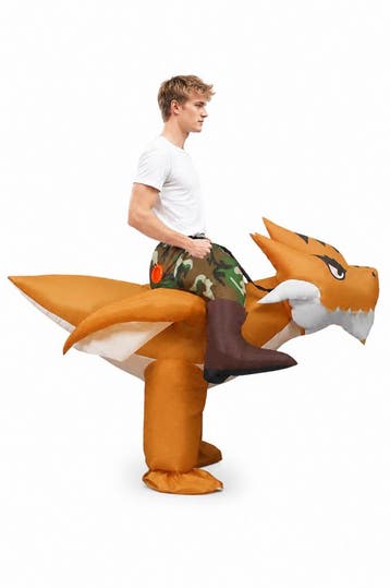 KIMU® Opblaas Kostuum Rijdend op Pterosaurus Bruin Opblaasba, Kleding | Heren, Carnavalskleding en Feestkleding, Carnaval, Nieuw