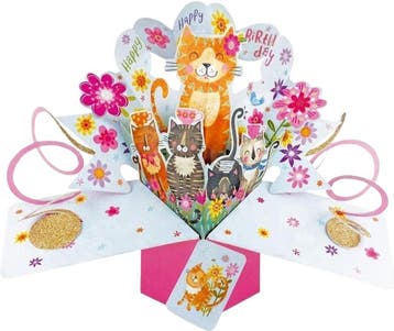 HAPPY BIRTHDAY - CATS, Verzamelen, Ansichtkaarten | Themakaarten, Ophalen of Verzenden, Gelopen