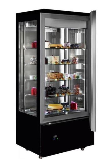 Gekoelde gebaksvitrine | zwart | RVS | LED verlichting, Verzenden, Nieuw in verpakking