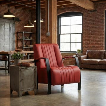 Leren fauteuil Glamour - Toledo Siegelstein (rood), Nieuw, Ophalen of Verzenden, 50 tot 75 cm, Industrieel, Modern, Retro