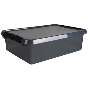 Opbergbox 32L - Transparant/Antraciet, Nieuw