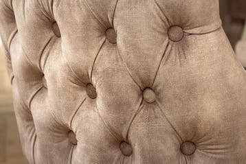 Chesterfield Stoel CASTLE DELUXE beige fluweel met, Ophalen of Verzenden, Nieuw