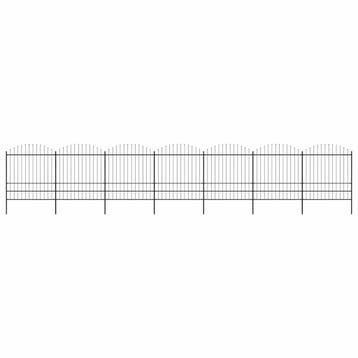 vidaXL Tuinhek met speerpunt staal 1172x200 cm zwart, Tuin en Terras, Schuttingen, Verzenden, Nieuw, IJzer, 2 meter of meer