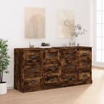 vidaXL Dressoirs 2 st bewerkt hout gerookt eikenkleurig, Huis en Inrichting, Kasten | Dressoirs, Verzenden, Nieuw, Overige houtsoorten