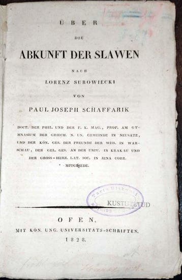 Paul Josef Schaffarik - Über die Abkunft der Slawen nach