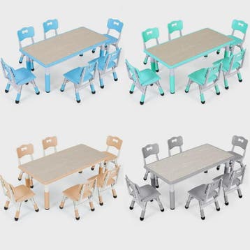 Verstelbare Kinder Tafel met 6 Stoelen - Knutseltafel & Spee, Verzenden, Nieuw