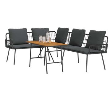 vidaXL Tuinbankenset 2 pcs Zwart poly rattan, Tuin en Terras, Verzenden, Nieuw, Rotan, 2 zitplaatsen