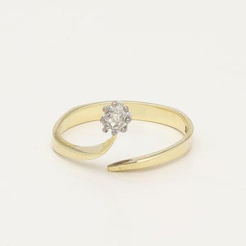Ring - 14 karaat Geel goud, Witgoud - Oud europees diamant, Nieuw