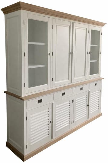 Buffetkast Dronten wit louvredeuren - eiken 220cm, Ophalen of Verzenden, Nieuw