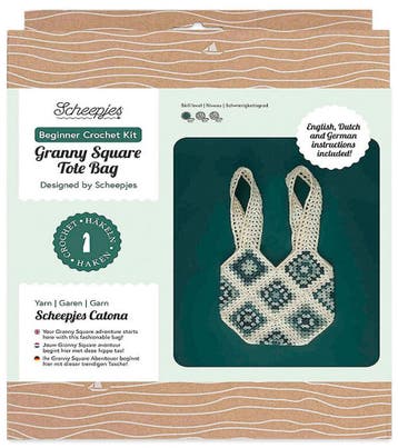 Scheepjes Granny Square Tote Bag - Ecru met groen - Haakki, Ophalen of Verzenden, Nieuw