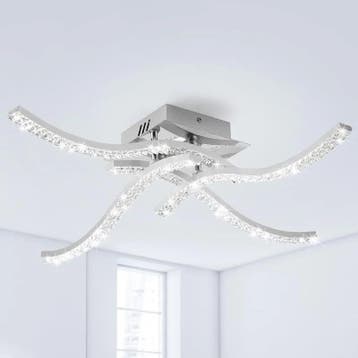 Moderne LED plafondlamp golvend chroom 32W, Verzenden, Nieuw