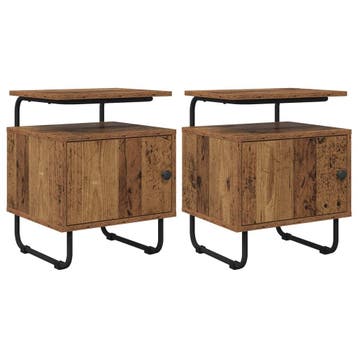 vidaXL Nachtkastje 2 st Oud hout 40 x 36,5 x 50 cm Bewerkt, Minder dan 45 cm, Verzenden, Nieuw, Minder dan 55 cm