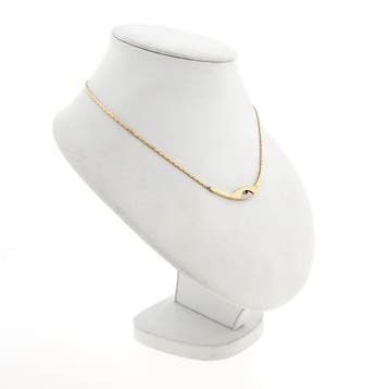 Bicolor gouden cobraschakel collier met vaste hanger en d..., Gebruikt, Ophalen of Verzenden, Met edelsteen, Goud