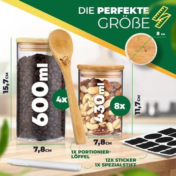 2dekans | GREEN BEE`S set van 12 voorraadpotten klein -, Ophalen of Verzenden, Zo goed als nieuw