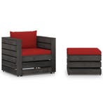 vidaXL 2-delige Loungeset met kussens grijs geïmpregneerd, 2 zitplaatsen, Verzenden, Nieuw, Loungeset