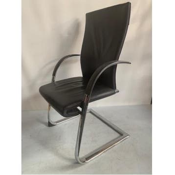 (MDK-105429) Ahrend 350 sledestoel zwart leder, Ophalen of Verzenden, Gebruikt, Zwart