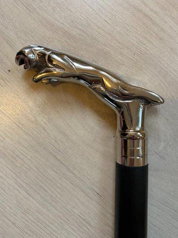 Wandelstok - Antieke massief messing /hout Jaguar wandelstok
