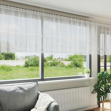 vidaXL Kantgordijn Wit 120 x 400 cm Polyester, Huis en Inrichting, Stoffering | Gordijnen en Lamellen, Verzenden, Nieuw, Wit