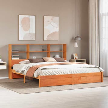 vidaXL Bedframe met opberghoofdeksel met plank Wasbruin 180, Bruin, Verzenden, Hout, Nieuw