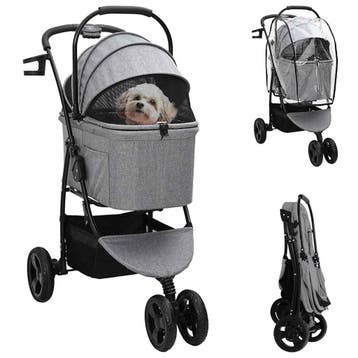 vidaXL Opvouwbare Huisdierenwagen Grijs 78 x 54 x 101 cm, Dieren en Toebehoren, Verzenden, Nieuw