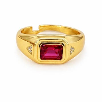 Zonder minimumprijs - Ring Verguld Robijn - Diamant - 18k, Nieuw