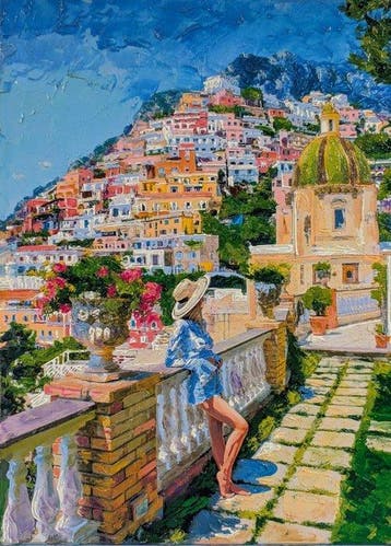Giuseppe Longo (XX-XXI) - Vacanza a Positano, Antiek en Kunst