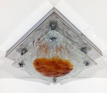 Wandlamp - Murano-glas - gechromen staal - 48 cm - 1970