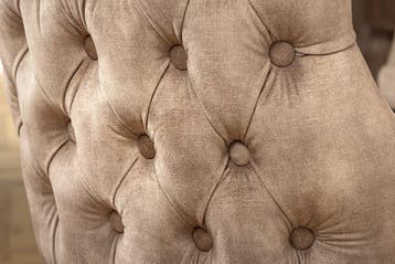 Chesterfield Stoel CASTLE DELUXE beige fluweel met, Ophalen of Verzenden, Nieuw