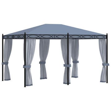 vidaXL Prieel met horren 3x4 m staal antraciet, Verzenden, Nieuw