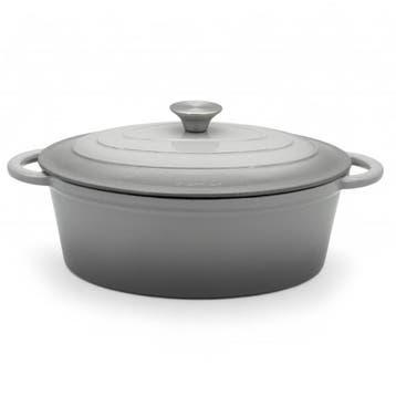Gietijzeren Braadpan 4,3L met Deksel – Ovale Geëmailleerde, Huis en Inrichting, Keuken | Potten en Pannen, Ophalen of Verzenden