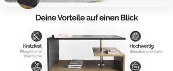 Salontafel Orlando Hout/Grijs 95x55x50cm (Meubelen), Verzenden