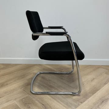 Markant vergaderstoel / stapelstoel,  zwart - chroom, Ophalen of Verzenden, Gebruikt, Stof, Eén