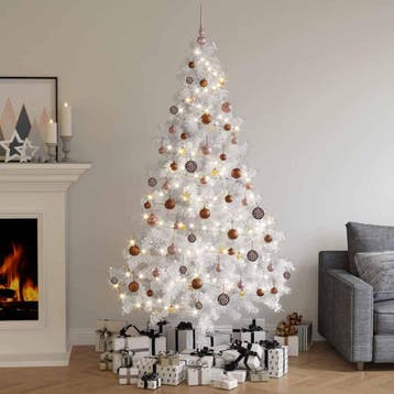 vidaXL Kunstkerstboom met verlichting en kerstballen half, Verzenden, Nieuw
