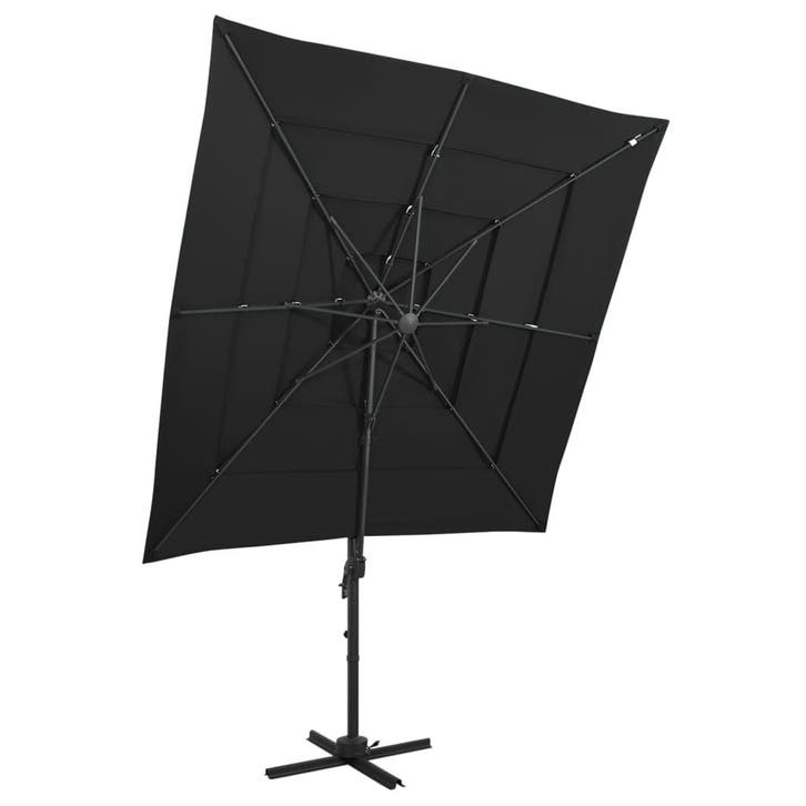 vidaXL Parasol 4-laags met aluminium paal 250x250 cm zwart, Tuin en Terras, Parasols, Nieuw, 2 tot 3 meter, Verzenden
