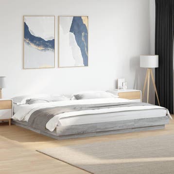 vidaXL Bedframe met LED-verlichting grijs sonoma eiken, Verzenden, Overige maten, 200 cm, Grijs