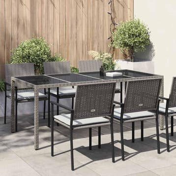vidaXL Tuinstafel Grijs poly rattan, Verzenden, Nieuw