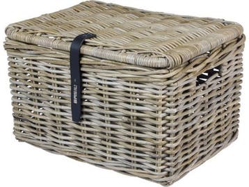Basil Dax L - Fietsmand - Rotan met deksel - Grijs, Verzenden, Nieuw, Basil