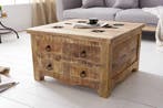 Massieve salontafel IRON CRAFT Mangohouten kist van 70 cm, Ophalen of Verzenden, Nieuw