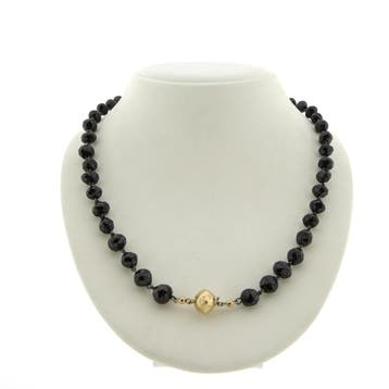 Antieke granaat kralencollier met gouden sierslot (Ketting), Sieraden, Tassen en Uiterlijk, Gebruikt, Ophalen of Verzenden, Met edelsteen